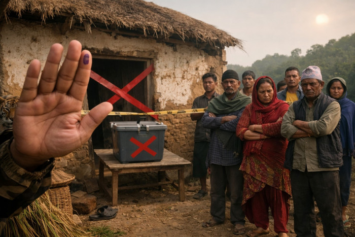 दाङका निकुञ्ज प्रभावितले गरे मतदान बहिष्कार, सुनसान बन्यो मतदानकेन्द्र