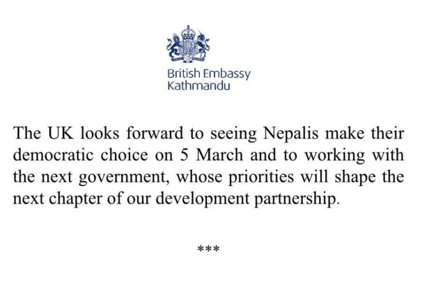 बेलायतको प्रतिबद्धता : फागुन २१ पछि बन्ने सरकारसँग सहकार्य गर्न तयार