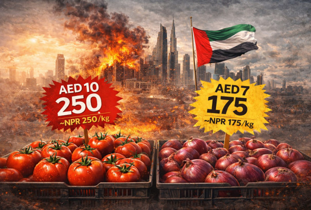 यूएई बजारमा मूल्य विस्फोट: टमाटरको मूल्य ४०० पुग्यो, प्याज छोइनसक्नू