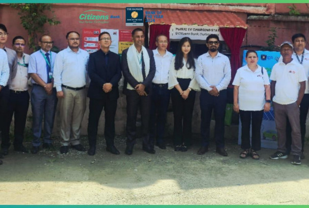 सिटिजन्स बैंकद्वारा नारायणहिटी पथ र कमलादीमा इभी चार्जिङ स्टेशन सञ्चालनमा