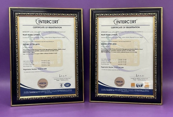 एनसेलको डेटा गोपनीयता र सूचना सुरक्षा सम्बन्धी आइएसओ २७००१ र २७७०१ मान्यता नविकरण