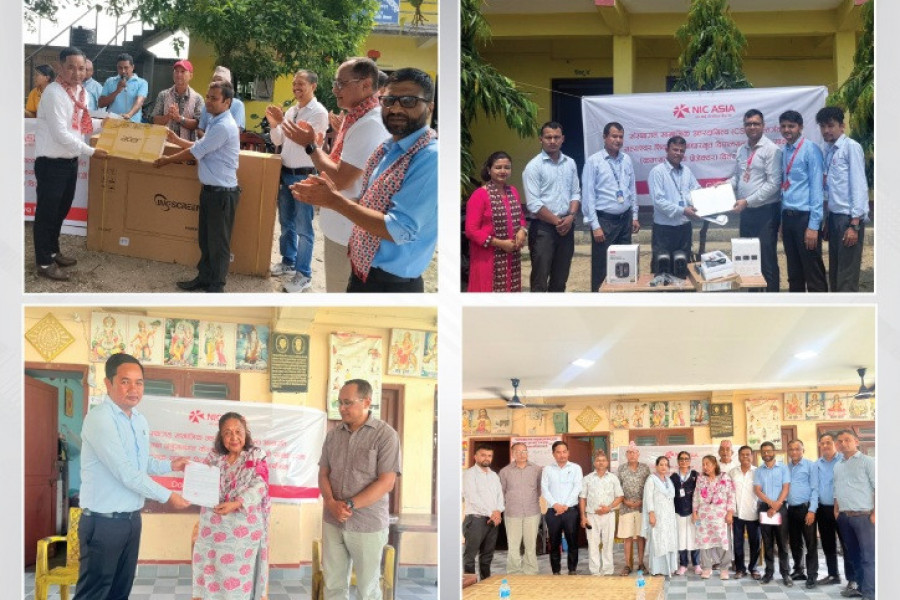 एनआईसी एशिया बैंकद्वारा विभिन्न विद्यालयलाई सहयोग सामग्री प्रदान