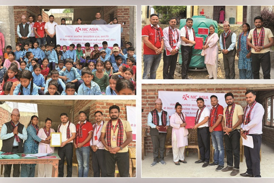 एनआईसी एशिया बैंकद्वारा विद्यालयमा पानी ट्यांकी तथा मोटर जडान