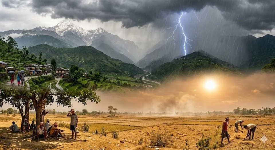 काठमाडौंसहित देशभर मौसम बद्लियो, चट्याङ र हुरीको जोखिम
