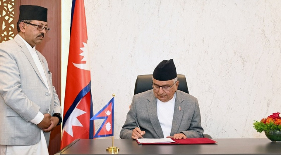 राष्ट्रपति पौडेलद्वारा सम्पत्ति शुद्धीकरण निवारणसहित चार विधेयक प्रमाणीकरण