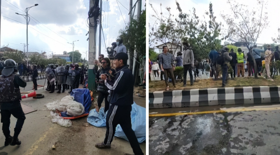 काठमाडौं बबरमहल क्षेत्रमा झडप, एमाले प्रदर्शनले माइतीघरमा पनि तनाव