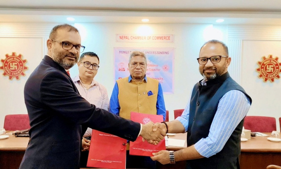 चेम्बर अफ कमर्स र भारतको बेनेट विश्वविद्यालयबीच उद्यमशीलता तथा नवप्रवर्तनमा सहकार्य गर्ने समझदारी