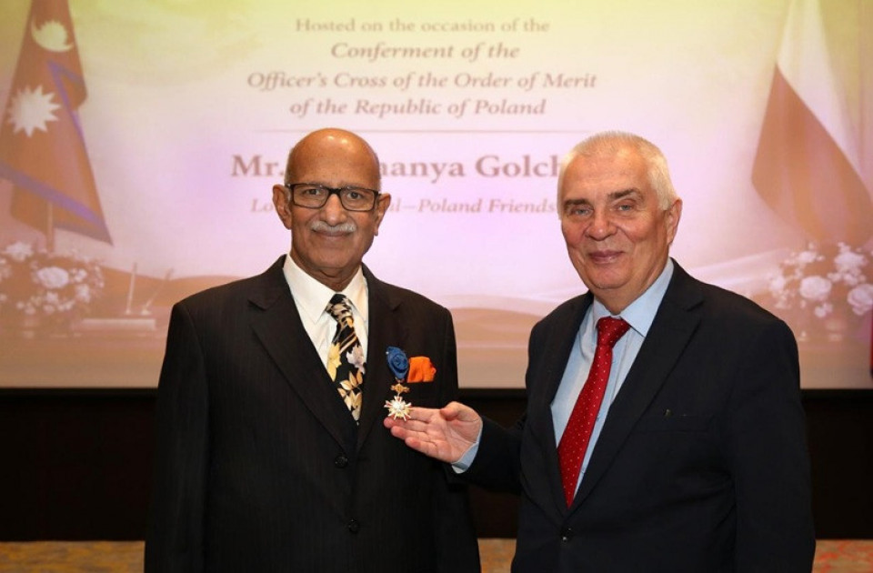लोकमान्य गोल्छा पोल्यान्डको 'अफिसर्स क्रस अफ द अर्डर अफ मेरिट' पदकबाट विभूषित