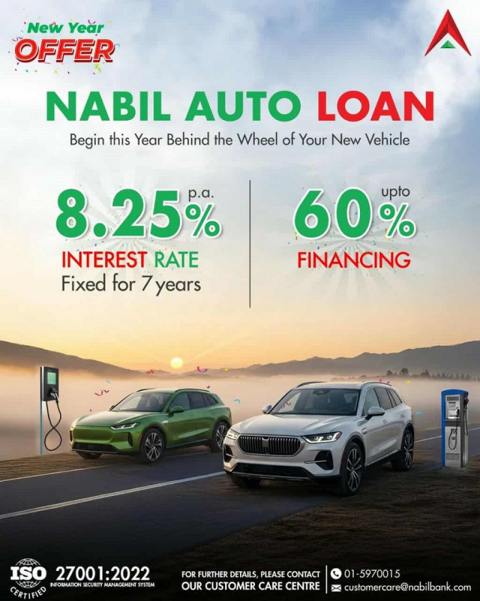 नबिल बैंकको अटो लोनमा आकर्षण बढ्दै, ७ वर्षका लागि ८.२५% स्थिर ब्याजदरमै कर्जा पाउन सकिने