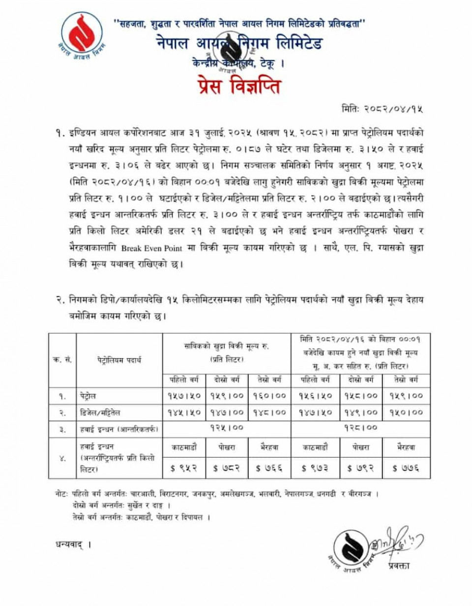 पेट्रोल प्रतिलिटर १ रुपैयाँले सस्तो, डिजेल–मट्टितेलमा ३ रुपैयाँको वृद्ध‍ि
